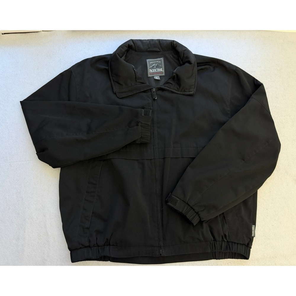 Pacific Trail Mens Black Full Zip Windbreaker Jacket L Mesh Lined Gorpcore Hood